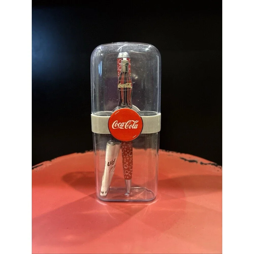 Vintage 1998 Coca-Cola Coke Collectible Ink Pen w/ Original Case Bottle Clip Red